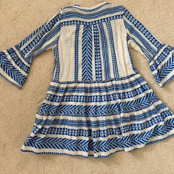 DEVOTION TWINS ELLA MIDI DRESS | BLUE/OFF WHITE COTTON DRESS - Picture 3 of 4